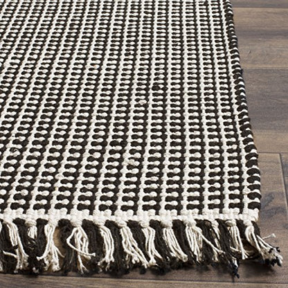 SAFAVIEH Montauk Collection Accent Rug - 3' x 5', Ivory & Black, Handmade Flat Weave Boho Farmhouse Cotton Tassel Fringe, Ideal for High Traffic Areas in Entryway, Living Room, Bedroom (MTK340D)