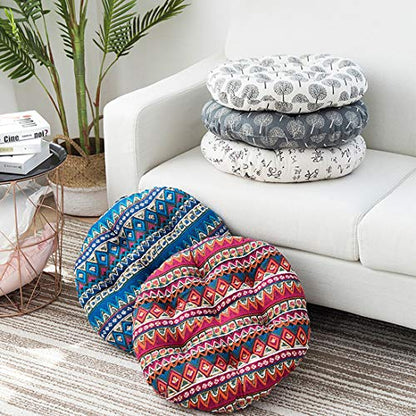 vctops Bohemian Soft Round Chair Pad Garden Patio Home Kitchen Office Seat Cushion Tree Beige White Diameter 16" - color: Tree Beige White, style: Diameter 16 Inch