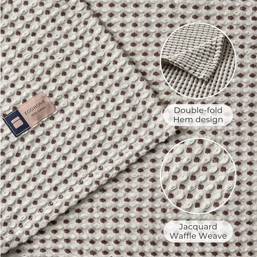 EGOHOME Lightweight Cotton Two-Tone Check Pattern Waffle Throw Blanket | Coffee Bean/White, 50"x60", Soft & Breathable for Bed, Couch, Sofa, All Seasons - color: Coffee Bean/White, size: Throw