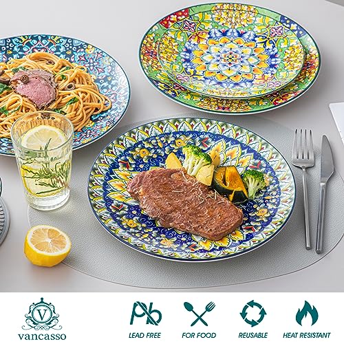 vancasso Ceramic Dinner Plates Set of 6, 10.5 Inch, Microwave Safe | Salad Plates Set, Colorful Bohemian Style Dishes for Kitchen - size: 10.5in