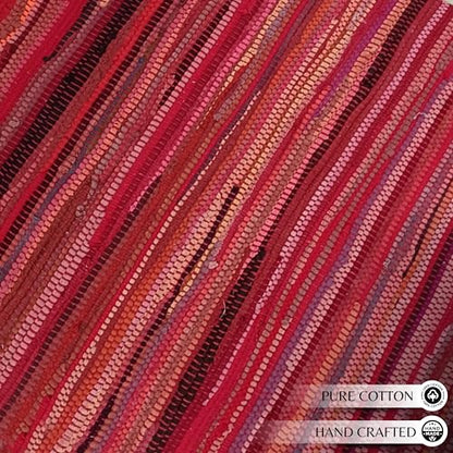 Chindi Woven Rug 2x3 Feet - Red | Cotton Throw Rugs for Kitchen, Entryway, Easy Care Small Boho Mat - color: Red, size: 2 x 3 feet