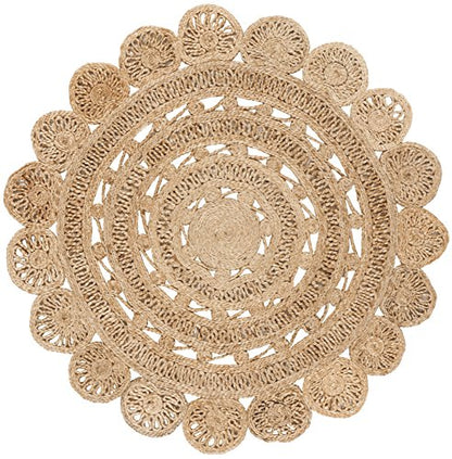 SAFAVIEH Natural Fiber Collection Area Rug - 4' Round, Natural, Handmade Boho Charm Braided Jute, Ideal for High Traffic Areas in Living Room, Bedroom (NF805B) - size: 4' (Round)