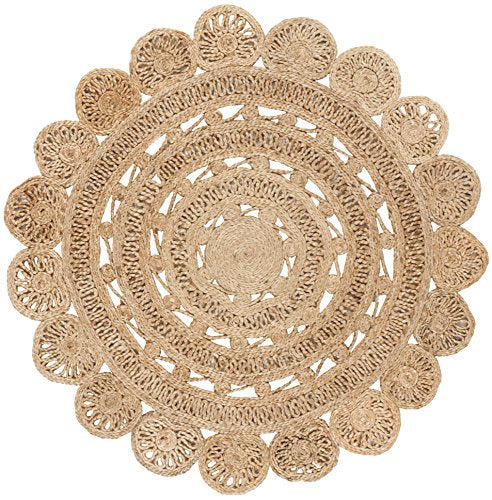 SAFAVIEH Natural Fiber Round Collection 9' Round Natural NF805B Handmade Boho Charm Braided Jute Area Rug - size: 9' (Round)