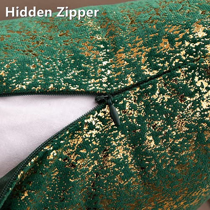 Deeprove Throw Pillow Cover Both Sides Sparkle Gold Foil Print, Soft Velvet Hidden Zipper Closure Accent Pillow Cushion Case for Bedroom, Living Room, Sofa, Square 20 x 20 Inches 1 Pack, Dark Green - color: Dark Green, size: 20" x 20" (Pack of 1)
