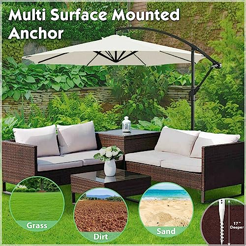 Beach Umbrella Sand Anchor,Heavy Duty Metal No Dig Beach Sand Ground Umbrella Anchor Stake,Windproof Strong Umbrella Screw Holder Stand for Umbrellas,Poles, Christmas Tree Stand Holder - color: White