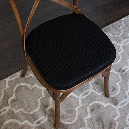 Sweet Home Collection 4 Pack Memory Foam Honeycomb Nonslip Back 16" x16" Chair/Seat Cushion Pad, Black - color: Black, size: 4 Pack