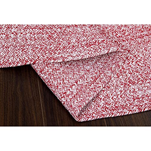 Super Area Rugs Farmhouse Braided Rug Cotton Kitchen Reversible Carpet Red & White, 20" X 40" Half Circle - color: Red & White, size: 1'8" x 3'4" (Semicircular)