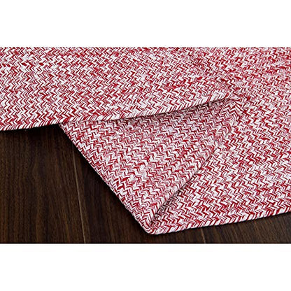 Super Area Rugs Farmhouse Braided Rug Cotton Kitchen Reversible Carpet Red & White, 20" X 40" Half Circle - color: Red & White, size: 1'8" x 3'4" (Semicircular)