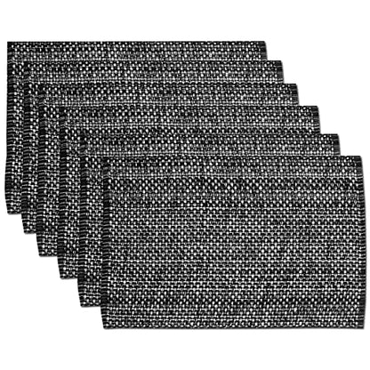 Sweet Home Collection 100% Cotton Placemats for Dining Room Rectangle Two Tone Woven Fabric 13" x 19" Soft Durable Table Mat Set, Set of 6, Black - color: Black, size: Rectangle 13" x 19"