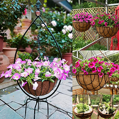 Benvo 16 inch Long Hanging Plant Chains Flower Pot Hangers with Clips and Hooks 3 Point Replacement Chain Holders for Baskets Bird Feeders Planters and Other Ornaments (Pack of 3, Black) - size: 16 inch Long