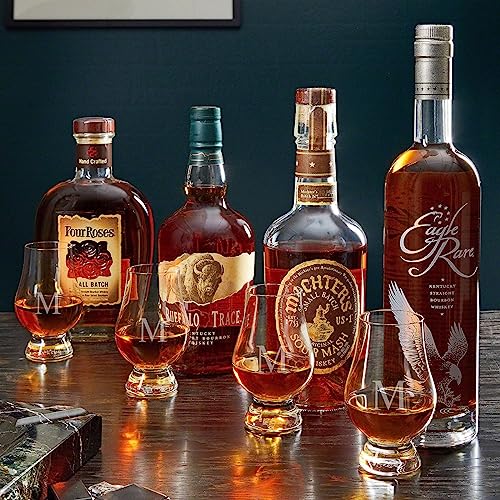 Personalized Glencairn Whiskey Glass Gift Set with Wooden Box – Set of 4 Engraved 6 oz Glencairn Bourbon & Scotch Tasting Glasses, Custom Whiskey Lover Gift for Dad, Husband & Collectors - style: Brown Box Set