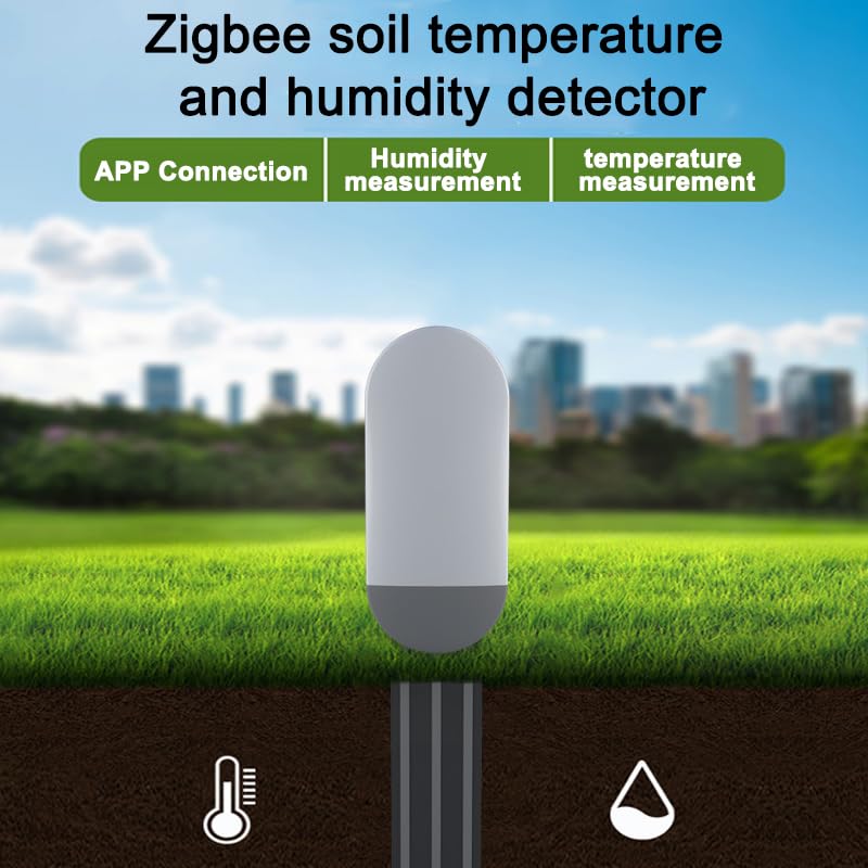 Zigbee Soil Moisture Sensor, Wireless Smart Plant Sensor Leave-in Soil Thermometer, Capacitive Probe, Tuya Zigbee Hub Needed IP66 Moisture/Temperature Meter for Garden Planting