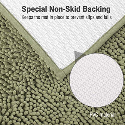 Standard 24"x21" U-Shaped Non-Slip Shaggy Chenille Toilet Contour Bathroom Rug with Water Absorbent, Sage Green - color: Sage Green, size: 24" x 21" (U-Shaped)