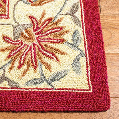 SAFAVIEH Chelsea Collection Runner Rug - 2'6" x 10', Red, Hand-Hooked French Country Wool, Ideal for High Traffic Areas in Living Room, Bedroom (HK141C) - color: Red, size: 2'6" x 10' (Runner)