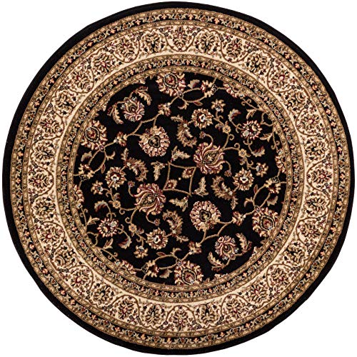 Well Woven Barclay Sarouk Black Traditional Area Rug 5'3" Round - color: Black, size: 5'3" (Round)