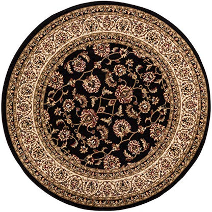Well Woven Barclay Sarouk Black Traditional Area Rug 7'10'' Round - color: Black, size: 7'10" (Round)