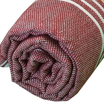 Bersuse Towels Anatolia XL Beach Blanket Throw Blanket Turkish Towel 100% Cotton Extra-Large Quick-Dry Lightweight Premium Peshtemal Towel - 61x82 Inches, Burgundy - color: Burgundy