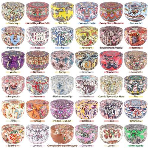 Scented Candle Gifts Set 36 Pack Soy Wax Travel Tin Jar Candles for Home 2.5 OZ Scented Candles for Mom for Christmas, Birthday, Thanksgiving, Mother's Day. - color: 36Brown-Classical style