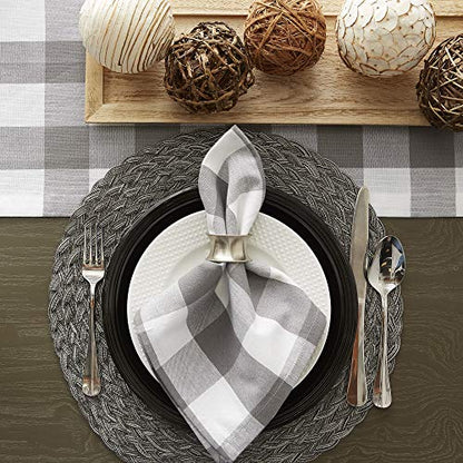 DII Buffalo Check Collection, Classic Farmhouse Cloth Napkin Set, 20x20, Gray & White, 6 Piece - color: Gray & White, size: 20" x 20" (Set of 6)