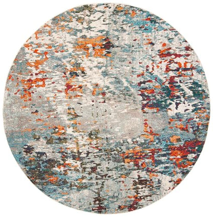 SAFAVIEH Madison Collection Area Rug - 5' Round, Grey & Blue, Modern Abstract Design, Non-Shedding & Easy Care, Ideal for High Traffic Areas in Living Room, Bedroom (MAD471F) - color: Grey/Blue, size: 5' (Round)