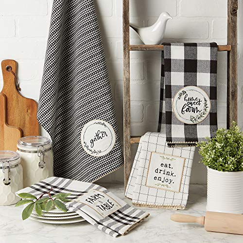 DII Home Sweet Farmhouse Kitchen Collection, Dishtowel Set, 18x28, Black, 4 Count - color: Black, size: Dishtowel Set, 18x28"