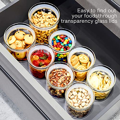 ZENS 17oz Glass Jars with Airtight Lid, Set of 4 Small Glass Storage Jars | Borosilicate Glass Canisters Set with Lids, Small Storge Containers for Kitchen Spice, Sugar, Blooming Tea, - size: 5-20oz 6Pack