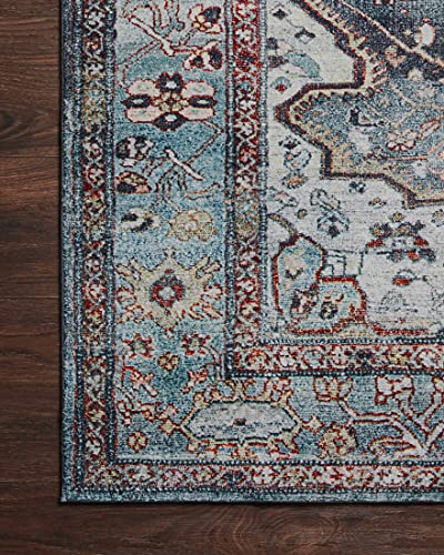 Loloi Margot Ocean/Brick 2'-3" x 3'-9" Accent Rug | MAT-05 CloudPile™ Printed Approx. 2x4 Blue Entryway Kitchen, Timeless, Classic, Plush, Luxurious, Accent Rug - color: Ocean / Brick, size: 2'3" x 3'9" (Rectangular)