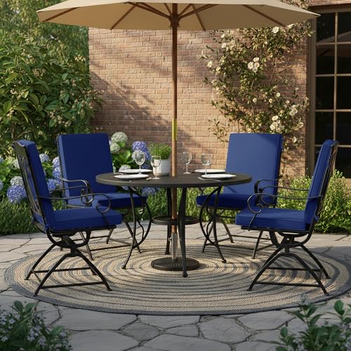 Summsun High Back Patio Chair Cushions 20 x 20 Inch, Navy, Set of 4 | High-Resilience Foam, Non-Slip Bottom, Water Resistant, Removable Cover, Hidden Zipper, Fit for Garden, Lawn, Patio Furniture - color: Navy