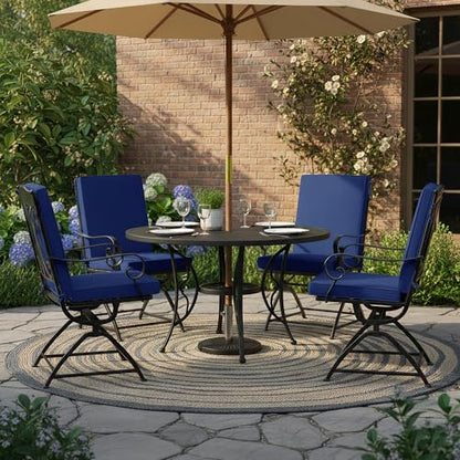 Summsun High Back Patio Chair Cushions 20 x 20 Inch, Navy, Set of 4 | High-Resilience Foam, Non-Slip Bottom, Water Resistant, Removable Cover, Hidden Zipper, Fit for Garden, Lawn, Patio Furniture - color: Navy