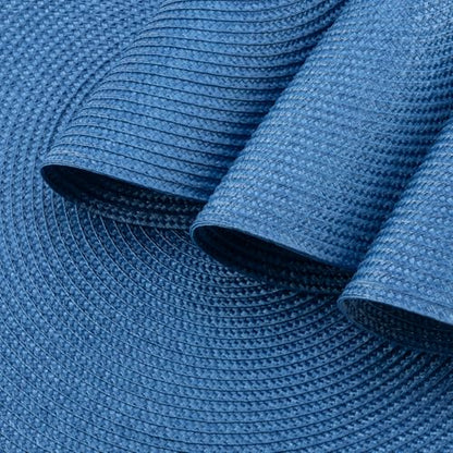 Winknowl Round Braided Placemats Set of 6 Washable Woven Heat Resistant Table Mats for Kitchen Dining Tables 15 inch Round Place Mats (Blue,6pcs) - color: Blue, size: 6pcs