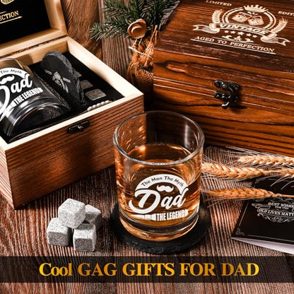 Dad Whiskey Glasses 12 oz, Rock Glasses Dads Birthday Gifts Ideas, Cool Gag Gifts for Dads Who Wants Nothing, Unique New Dad Gift from Daughter, Kids on Fathers Day - style: Dad's Whiskey Glass