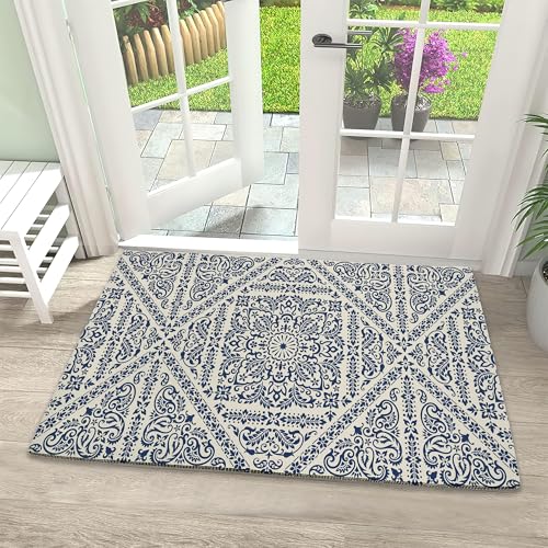 Door Mat, Boho Vintage Paisley Front Door Mat 17''x30'', Doormats Indoor Entrance, Welcome Entry Mat,Outdoor Welcome Mat,Low-Profile Floor Rugs for Entry Patio - color: Boho Vintage Paisley Bandana