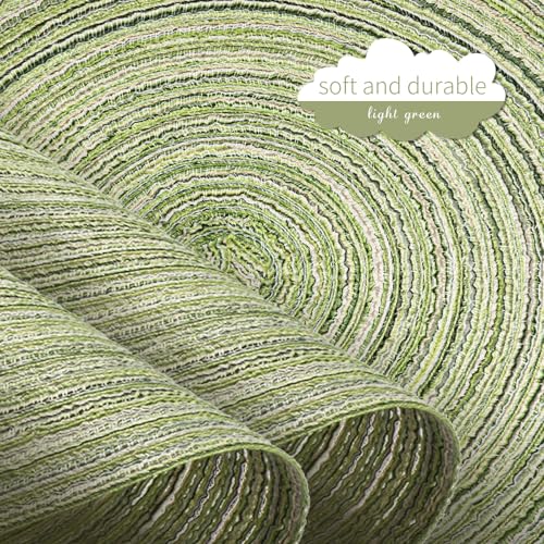 FunWheat Round Braided Placemats Set of 6 Place mats for Dining Tables Woven Heat Resistant Table Mats 15 inch (Light Green) - color: Multi Light Green, size: 6pcs