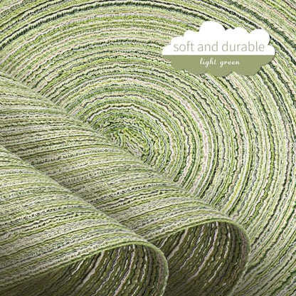 FunWheat Round Braided Placemats Set of 6 Place mats for Dining Tables Woven Heat Resistant Table Mats 15 inch (Light Green) - color: Multi Light Green, size: 6pcs