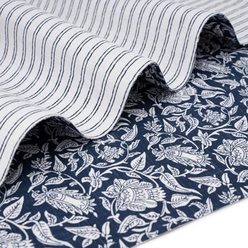 100% Cotton Table Runner 72x13 Inch, Reversible Printed Table Runner, Durable & Elegant for Dining Table, Wedding, Restaurant, Oeko-TEX Certified - Blue - color: Floral Printed Blue