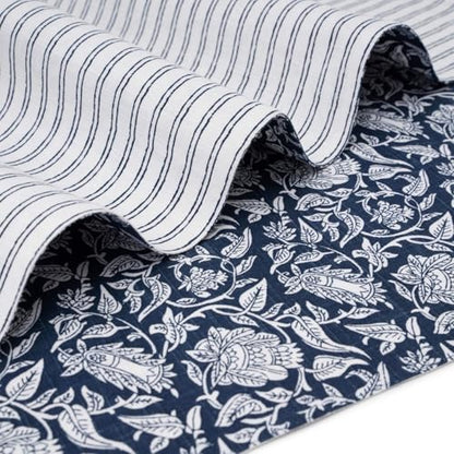 100% Cotton Table Runner 72x13 Inch, Reversible Printed Table Runner, Durable & Elegant for Dining Table, Wedding, Restaurant, Oeko-TEX Certified - Blue - color: Floral Printed Blue