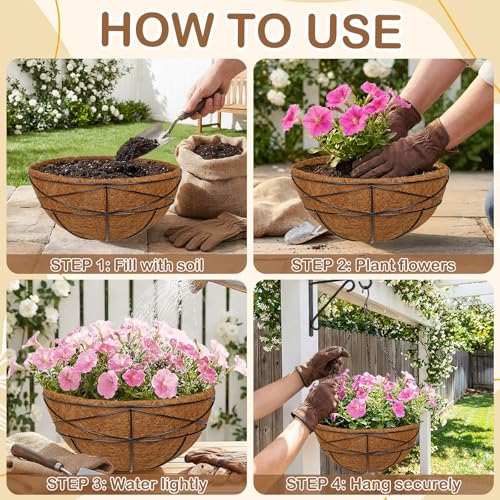 2 Pack 14 inch Metal Hanging Baskets for Plants Outdoor Metal Wire Hanging Basket Planter with Coco Fiber Liners Flower Pots for Home Porch Garden Patio, Diamond-Shaped - size: 14" x 2 Pack, style: Diamond