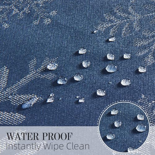 Navy Silver Jacquard 17x17 Square Polyester Cloth Napkins Set of 8 | Waterproof, Stain Resistant, Shrink Proof, Washable, fabric, Outdoor, Reusable, Dining, Wedding, Kitchen, Party, Christmas - color: Navy Silver