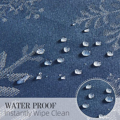 Navy Silver Jacquard 17x17 Square Polyester Cloth Napkins Set of 8 | Waterproof, Stain Resistant, Shrink Proof, Washable, fabric, Outdoor, Reusable, Dining, Wedding, Kitchen, Party, Christmas - color: Navy Silver