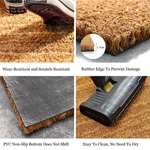 Funny Entryway Outdoor with Heavy Duty Front Porch Patio Welcome Natural Coir Door Mat Novelty House Warming Gift Mat 23.7 x 15.7 inch (Woodland Pine Tree Night Sky)