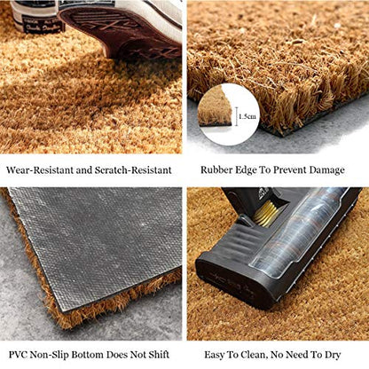 Funny Entryway Outdoor with Heavy Duty Front Porch Patio Welcome Natural Coir Door Mat Novelty House Warming Gift Mat 23.7 x 15.7 inch (Woodland Pine Tree Night Sky)