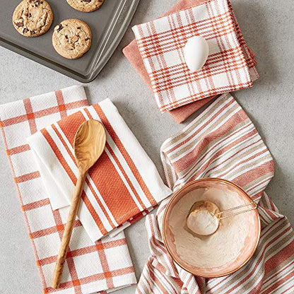 DII Assorted Woven, Kitchen Dishtowel Set, 18x28, Spice, 5 Piece - color: Spice