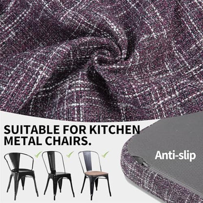 SINOSSO Memory Foam 14" Metal Chair Cushions 4 Pcs, Modern Interwoven Style Magnetic Chair Pads for Dining Kitchen Cafe Bistro Stackable Chair (U-Shape, Purple, 4) - color: Purple