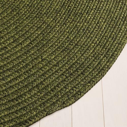 SAFAVIEH Braided Indoor/Outdoor Washable Round Rug 6', Green BRD315A | 1/4" Pile, Machine Washable, Easy Care, Polypropylene Fibers, Handwoven, Round Rug, Living Room, Patio