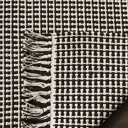 SAFAVIEH Montauk Collection Accent Rug - 3' x 5', Ivory & Black, Handmade Flat Weave Boho Farmhouse Cotton Tassel Fringe, Ideal for High Traffic Areas in Entryway, Living Room, Bedroom (MTK340D)