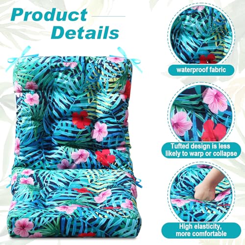 Hoteam 4 Set Outdoor Patio Chair Cushions 20 x 42 in Deep Seat Waterproof Patio Cushions Set for Furniture Replacement Removable Seat and Back (Palm) - style: Palm