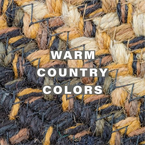 Homespice Kilimanjaro Jute Braided Placemats, Rect 13x19 Set of 6 | Black and Tan Everyday and Holiday Table Mats, Rich Colors, Reversible, Durable and Easy to Clean - color: Kilimanjaro