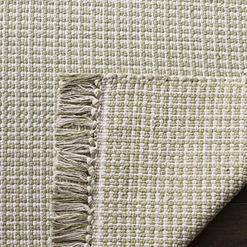 SAFAVIEH Montauk Collection Accent Rug - 2'3" x 4', Ivory & Green, Handmade Flat Weave Boho Farmhouse Cotton Tassel Fringe, Ideal for High Traffic Areas in Entryway, Living Room, Bedroom (MTK340G) - color: Ivory/Green, size: 2'3" x 4' (Rectangular)