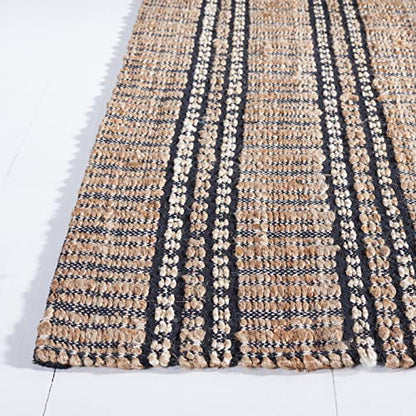 SAFAVIEH Natural Fiber Collection Accent Rug - 4' x 6', Black & Natural, Handmade Flat Weave Stripe Jute & Cotton Jute, Ideal for High Traffic Areas in Entryway, Living Room, Bedroom (NFB651Z) - color: Black/Natural, size: 4' x 6' (Rectangular)