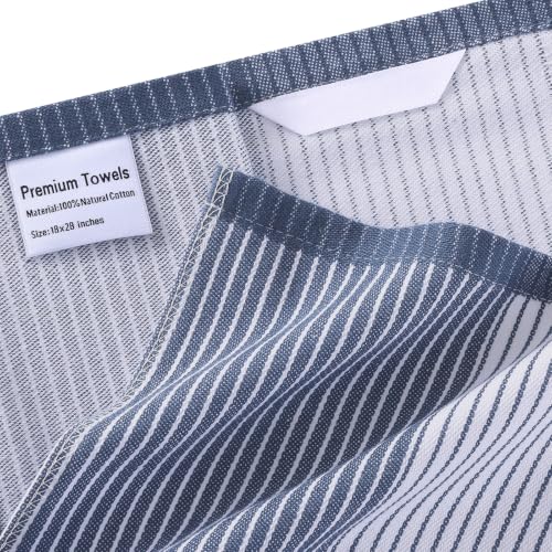 Homaxy Premium 100% Cotton Kitchen Towels 18"x28", 6 Pack, Blue | Large Kitchen Hand Towels, Soft and Absorbent Tea Towel, Dish Towels with Hanging Loops - color: Navy Blue, size: 18 x 28 - 6 Pack